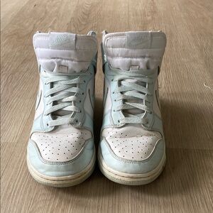 Women’s Nike High-Top Sneakers in White and Pale Blue